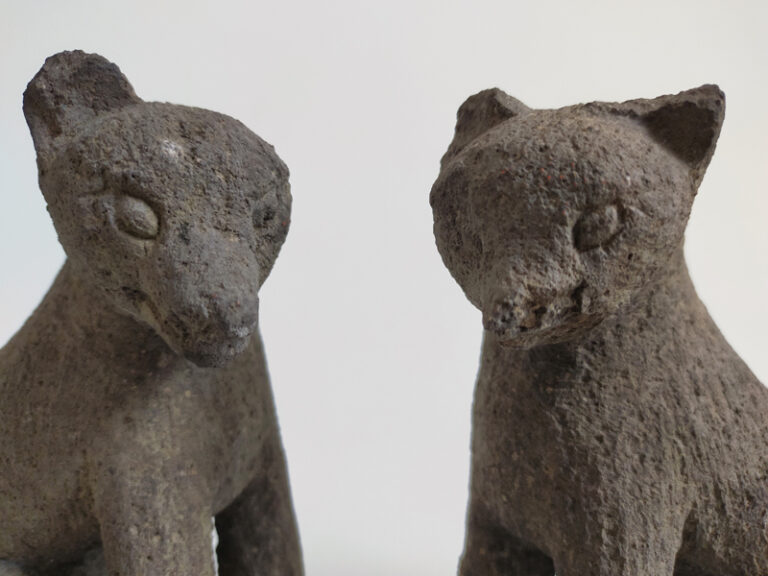PAIR OF STONE INARI FOXES
