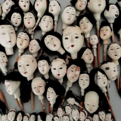 60 PIECES OF HINA DOLL HEADS