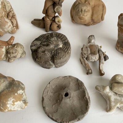 12 CLAY DOLLS SURVIVED FROM GREAT FIRE