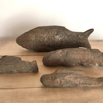 4 PIECES SET OF WOOD CARVING FISHES